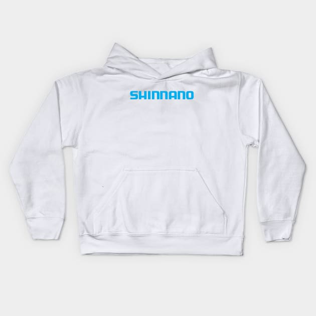 Fake Counterfeit Funny Shimano Logo Kids Hoodie by Theokotos